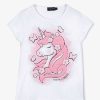 Wholesale Camiseta Unicornio Branca Com Lantejoulas Para Menina Camisetas