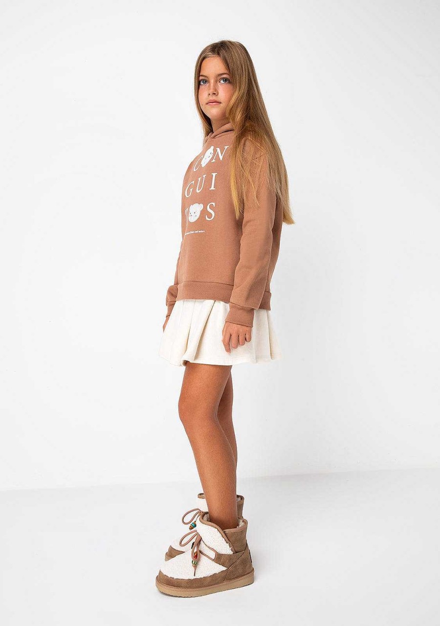 Clearance Sweatshirt Com Capuz Conguitos Castanho Menina Moletons