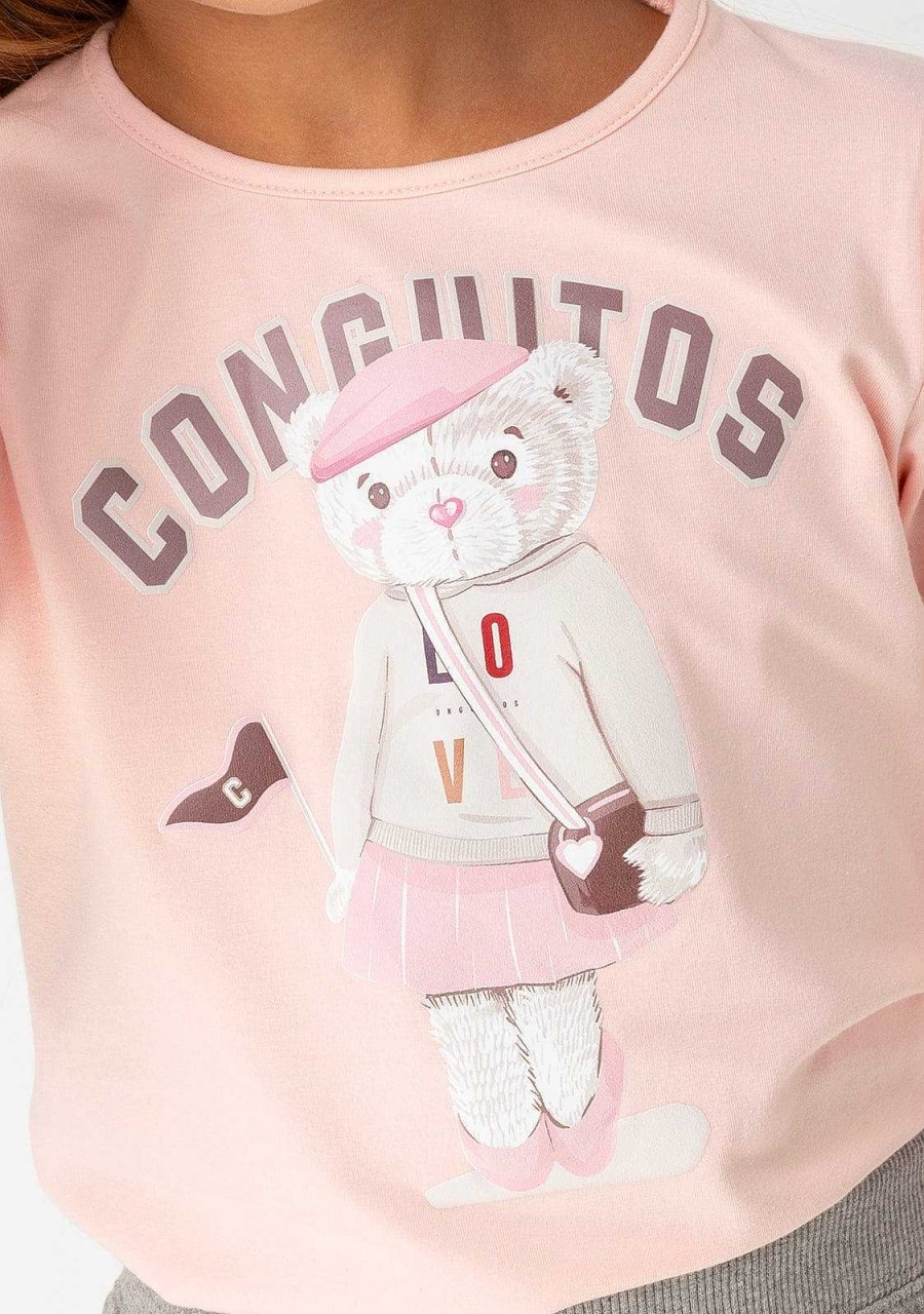 Online Camiseta Feminina Teddy University Rosa Camisetas