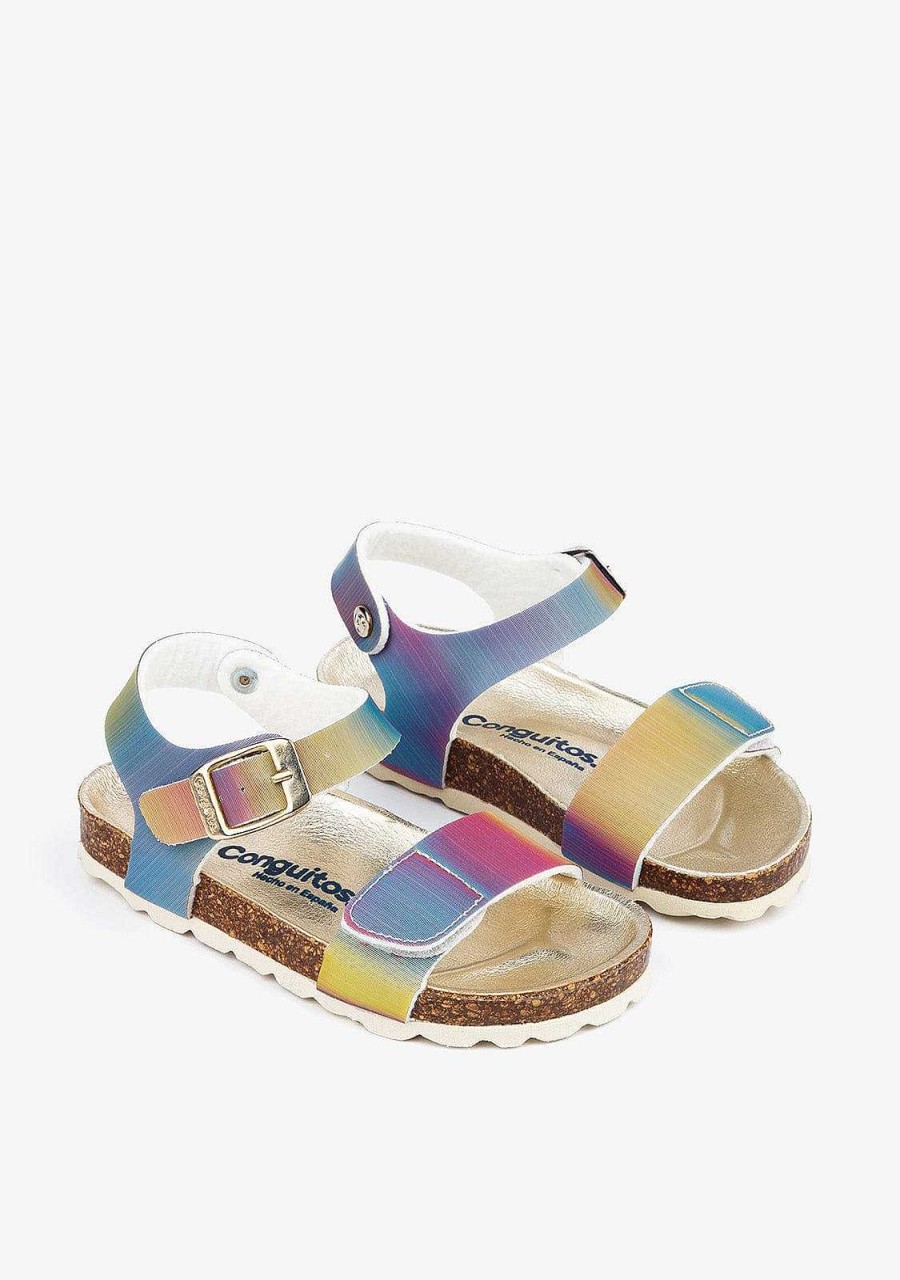 Clearance Sandalias Bio Multi Iridescentes Para Menina Sandalias