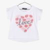 Best Camiseta Branca "Love Kiss" Para Menina Camisetas