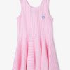 Best Vestido Skatista Feminino Com Listras Rosa E Logotipo Vestidos