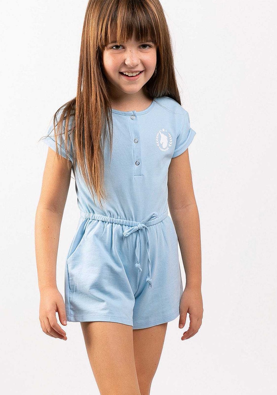 New Macacao Feminino Liso Pelucia Azulado Roupas De Menina