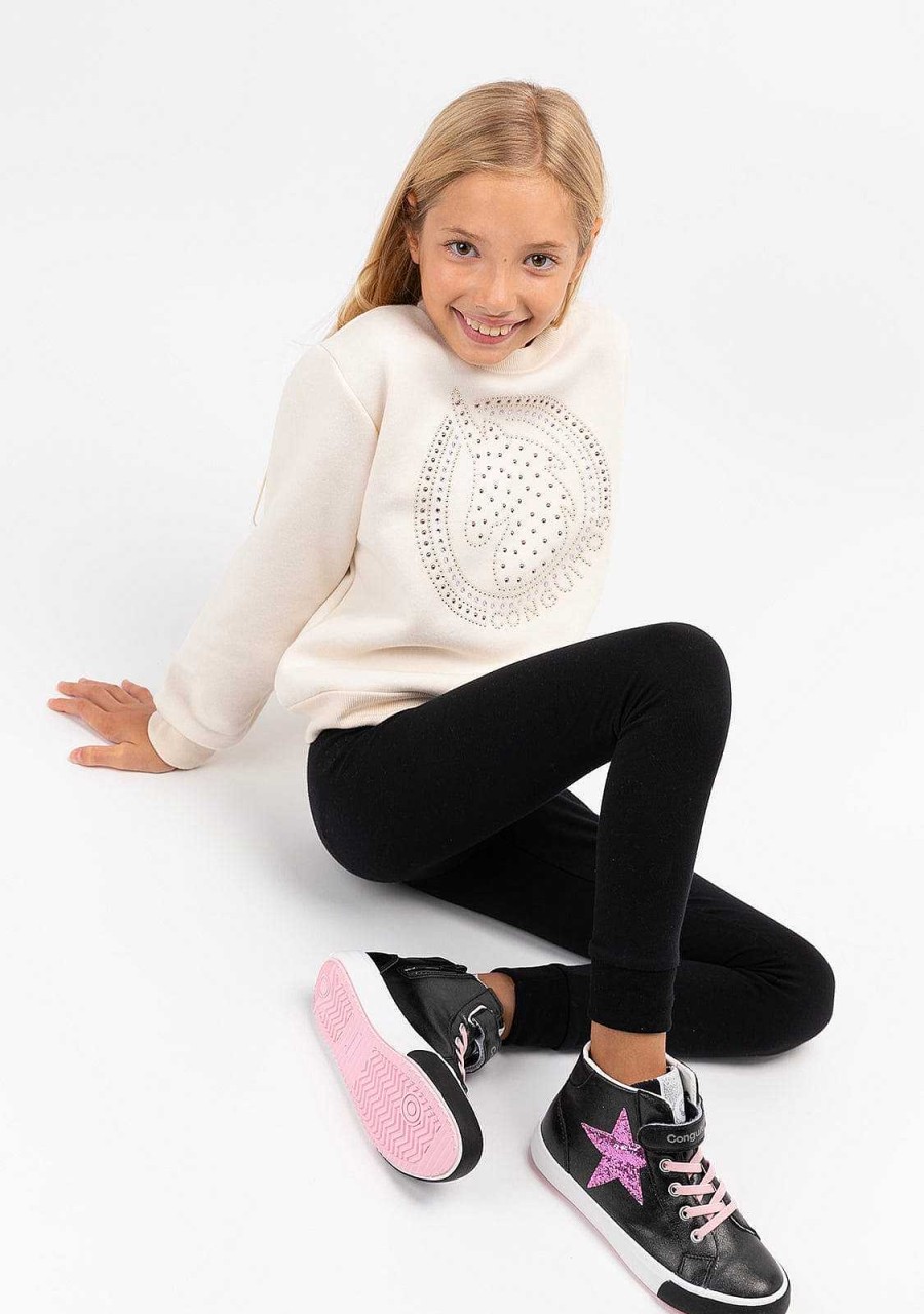 Best Sweatshirt Bege Unicornio Strass De Menina Moletons