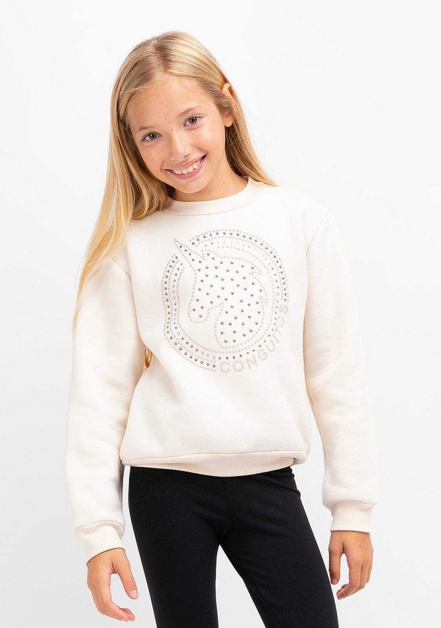 Best Sweatshirt Bege Unicornio Strass De Menina Moletons