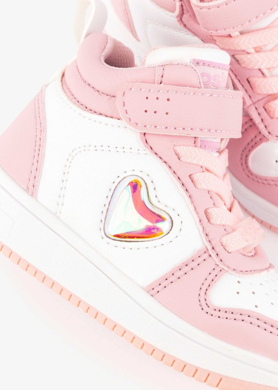 New Tenis Hi-Top Rosa/Branco Com Luzes Bebe Tenis Com Luzes