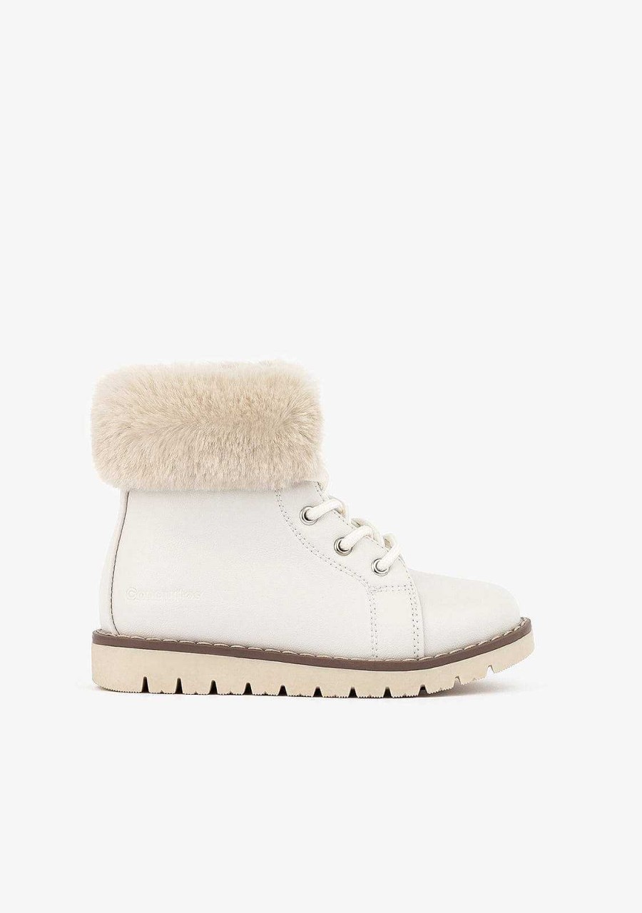 Clearance Botins De Menina Bege Claro Botas