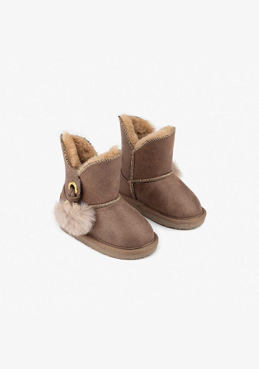 Online Botas Australianas Pompon Taupe Para Bebe Botas Australianas