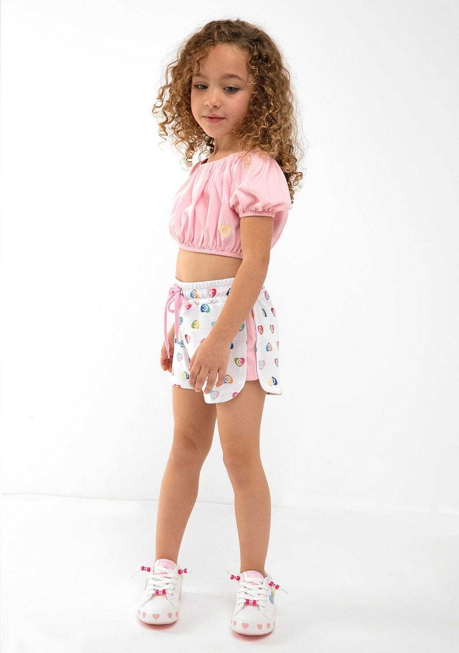 Online Shorts Esportivos Coracoes Multicoloridos Roupas De Menina