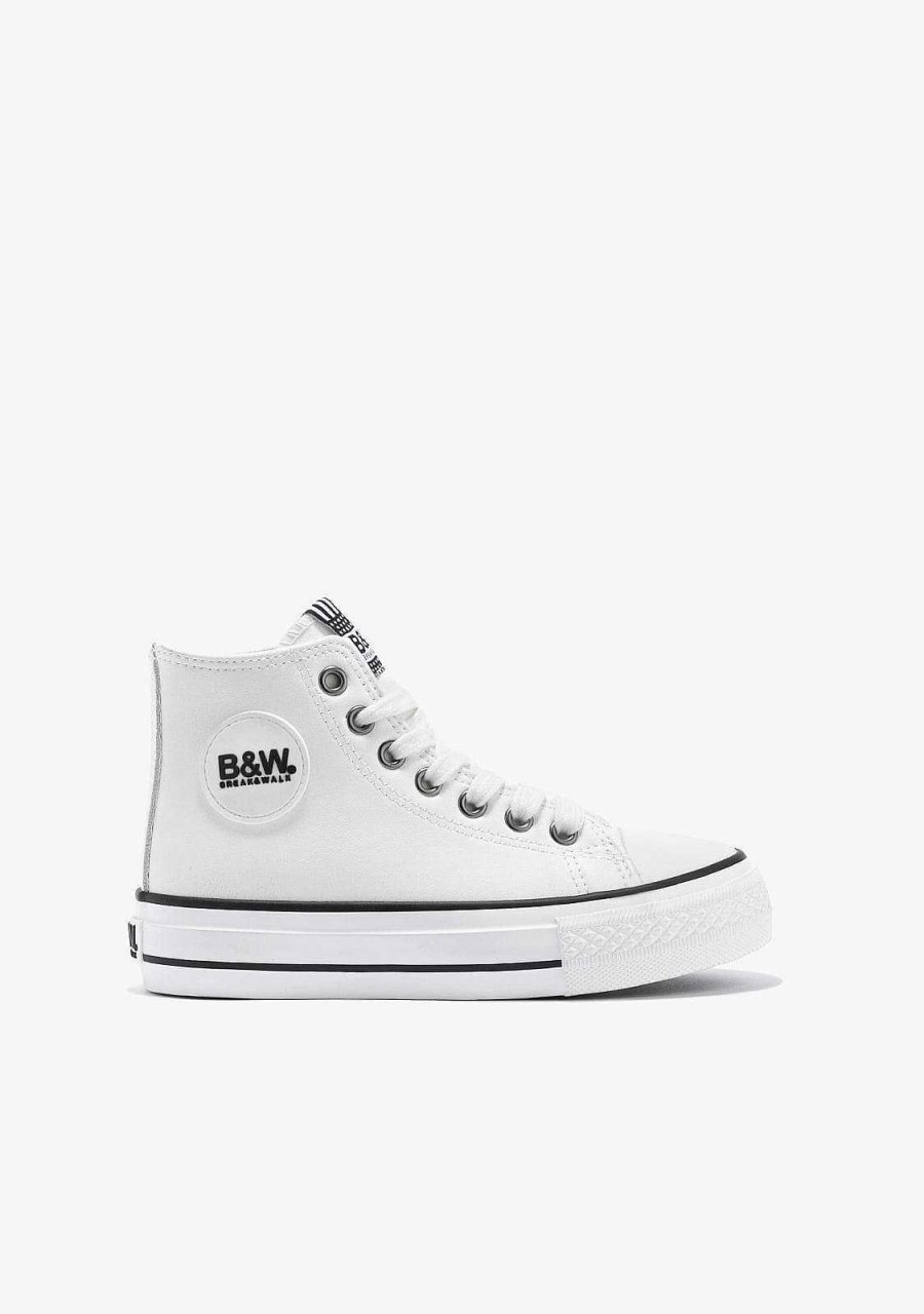 Clearance Tenis Unis Com Logotipo Branco Hi-Top Napa B&W Tenis Casuais