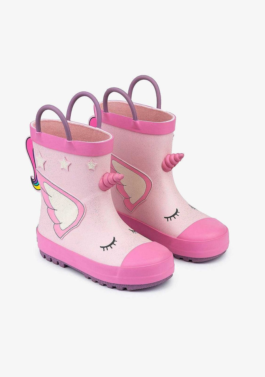 New Botas De Chuva Unicornio Rosa Claro De Borracha Botas De Chuva