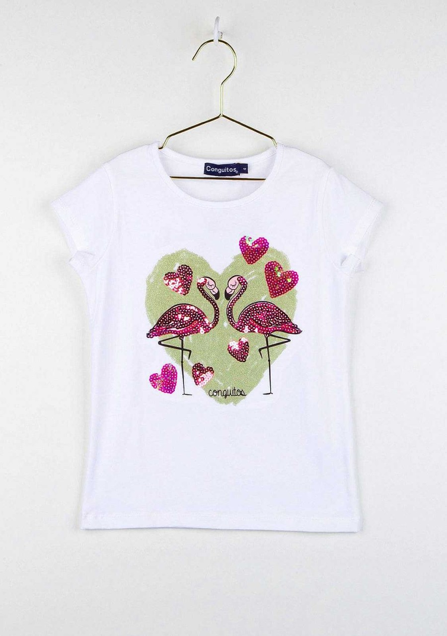 Online Camiseta Feminina Com Lantejoulas "Flamingo" Camisetas