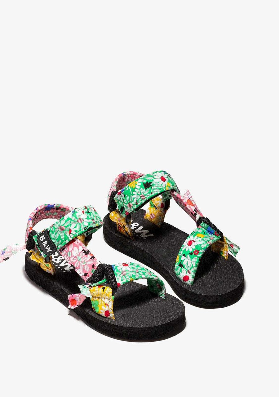 Hot Sandalias Flores Multicor De Menina P&B Sandalias