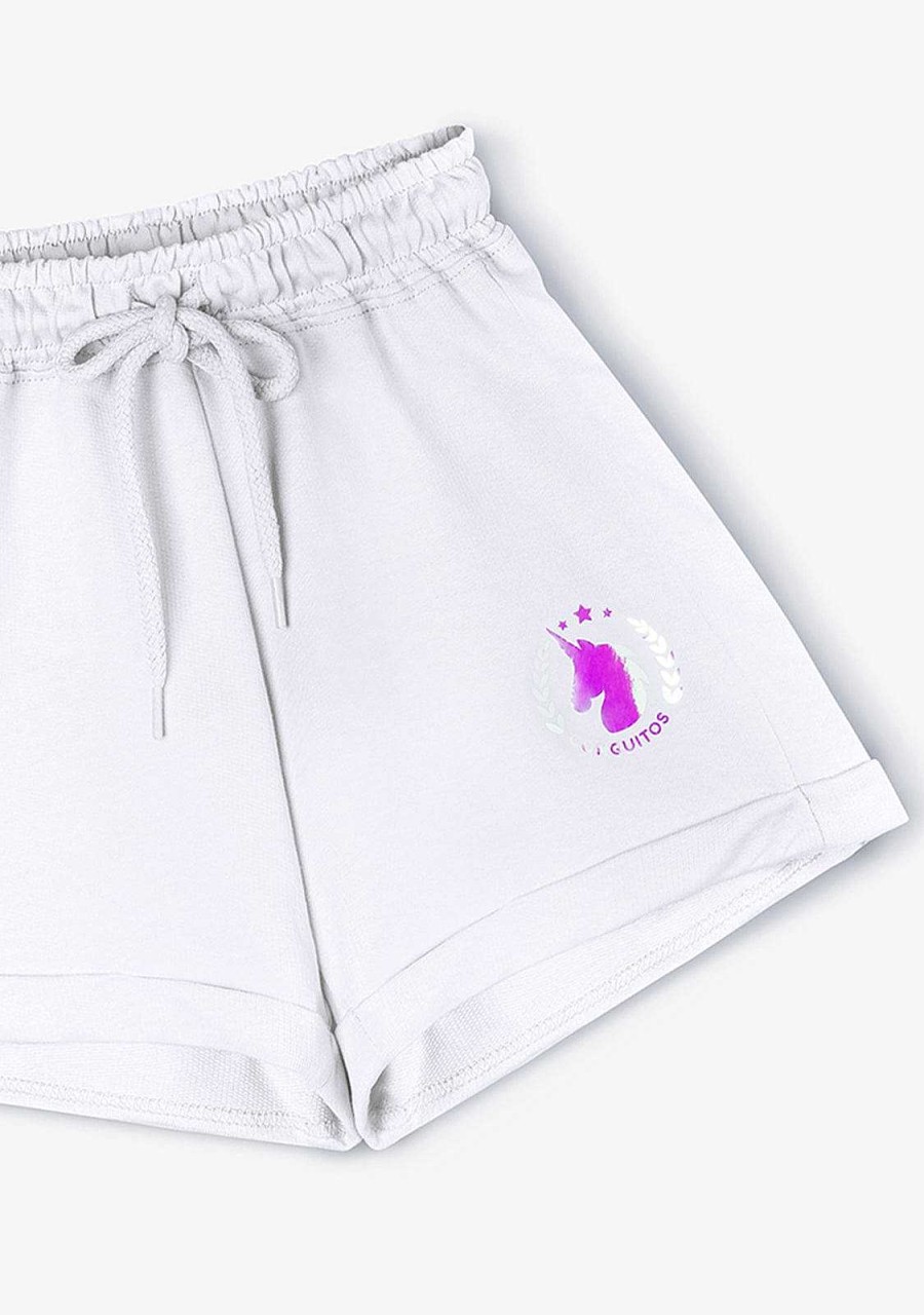 Wholesale Shorts De Corrida Simples De Pelucia Unicornio Branco Feminino Roupas De Menina