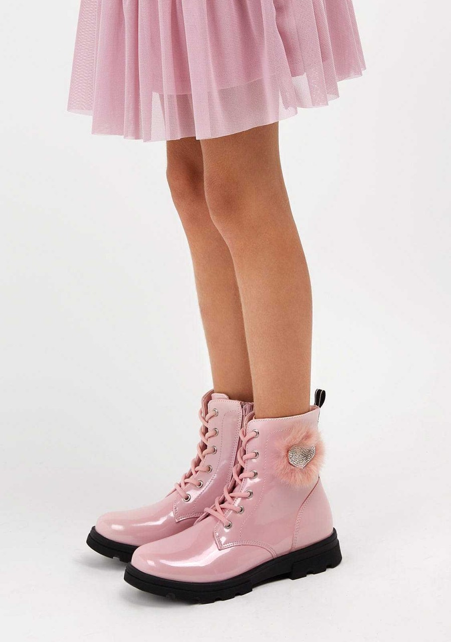 Clearance Botins Femininos Com Cordao Pompom Rosa Botas