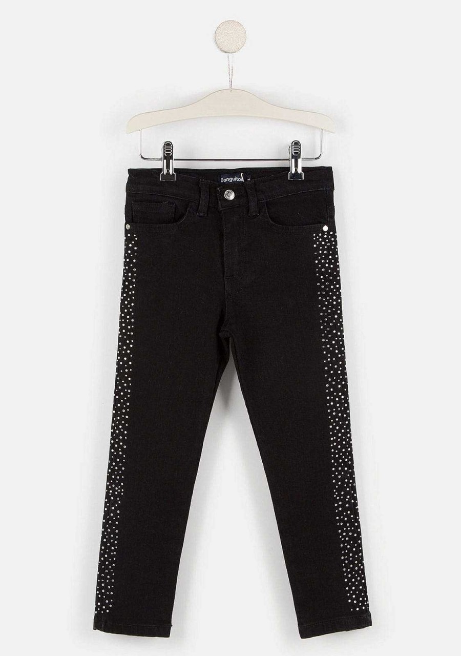 Wholesale Jeans Feminino Com Strass Lateral Preto Calcas E Leggings