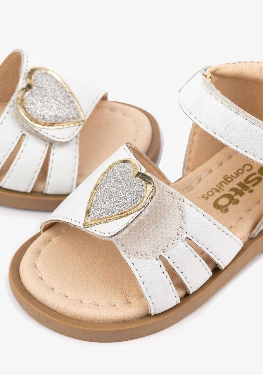 Best Sandalias Coracao Branco Para Bebe Napa Sandalias