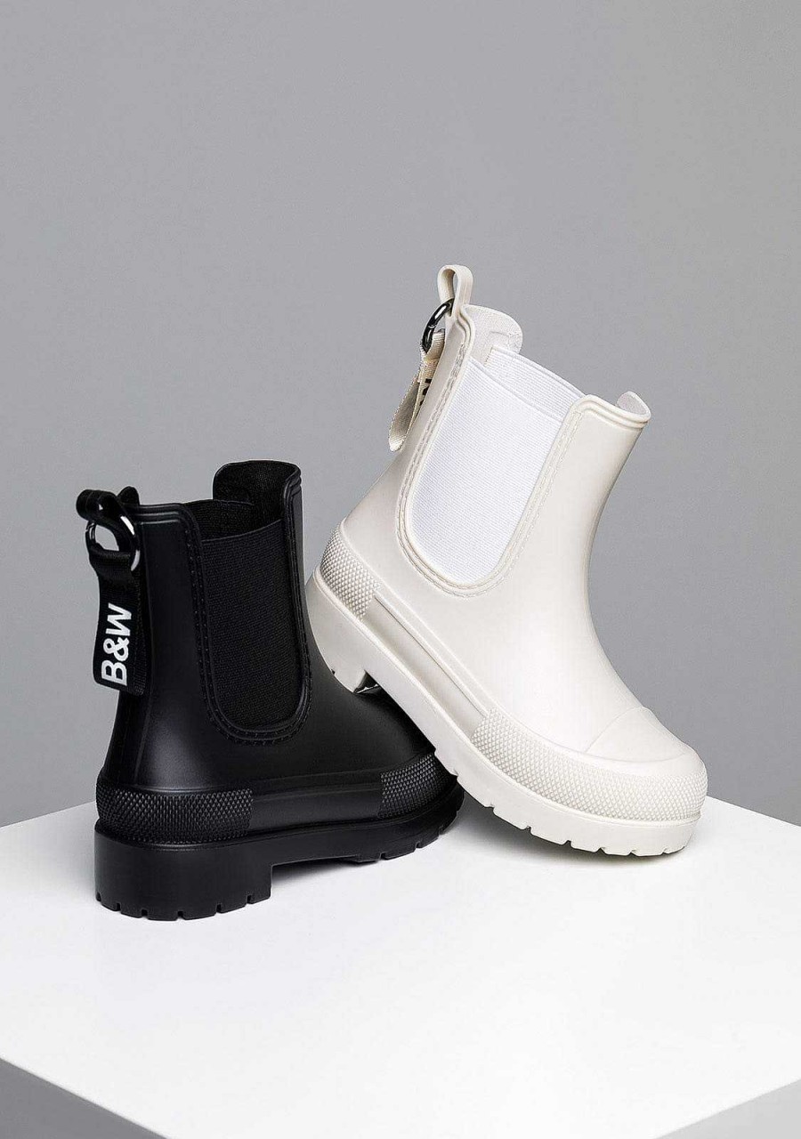 New Botas De Chuva Unis Bege Preto E Branco Botas De Chuva