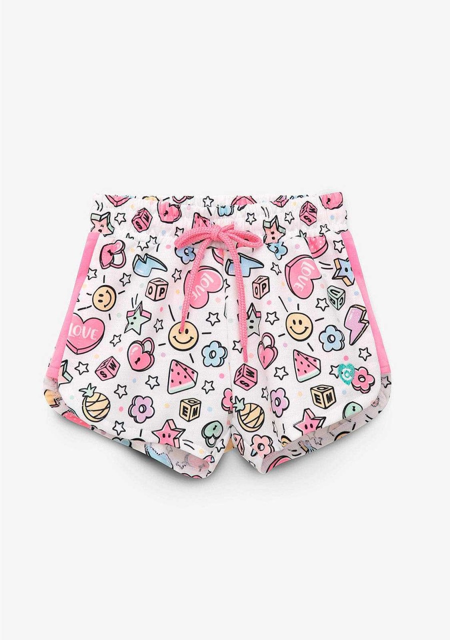 Hot Shorts De Pelucia Com Estampa De Micangas Coloridas Para Menina Roupas De Menina