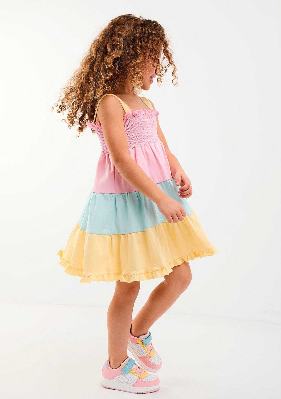 Clearance Vestido Multicolor Com Babados Roupas De Menina