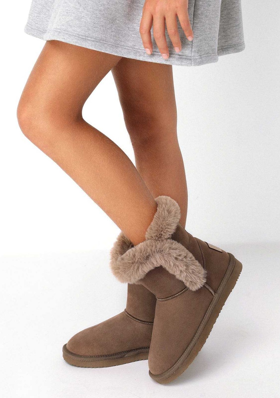 Best Botas Australianas De Pele Taupe P&B Botas