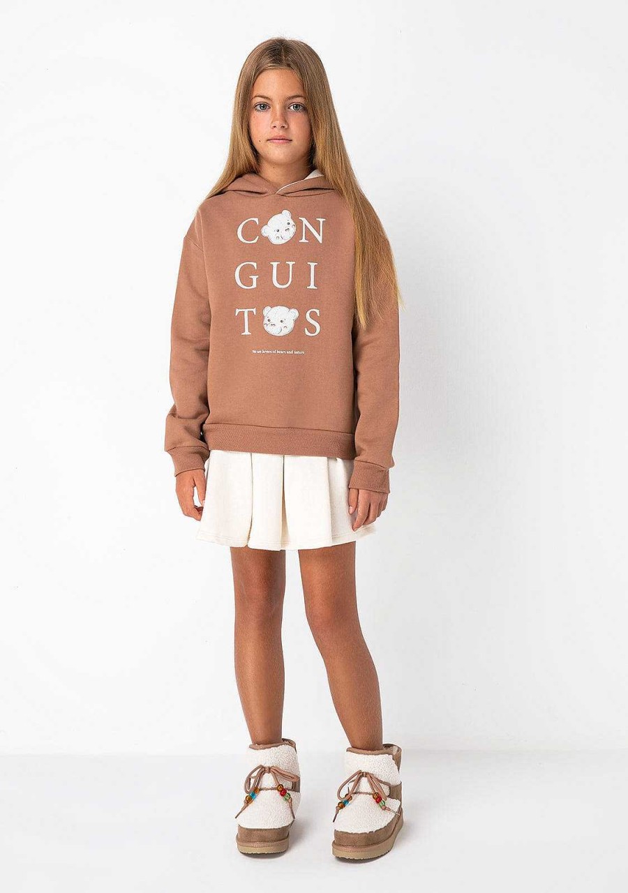 Clearance Sweatshirt Com Capuz Conguitos Castanho Menina Moletons