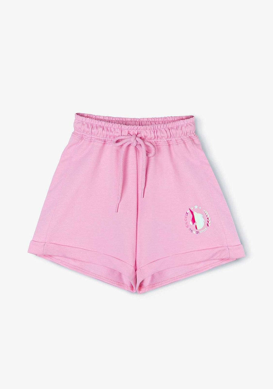 New Shorts De Corrida Simples De Pelucia Unicornio Rosa Feminino Roupas De Menina