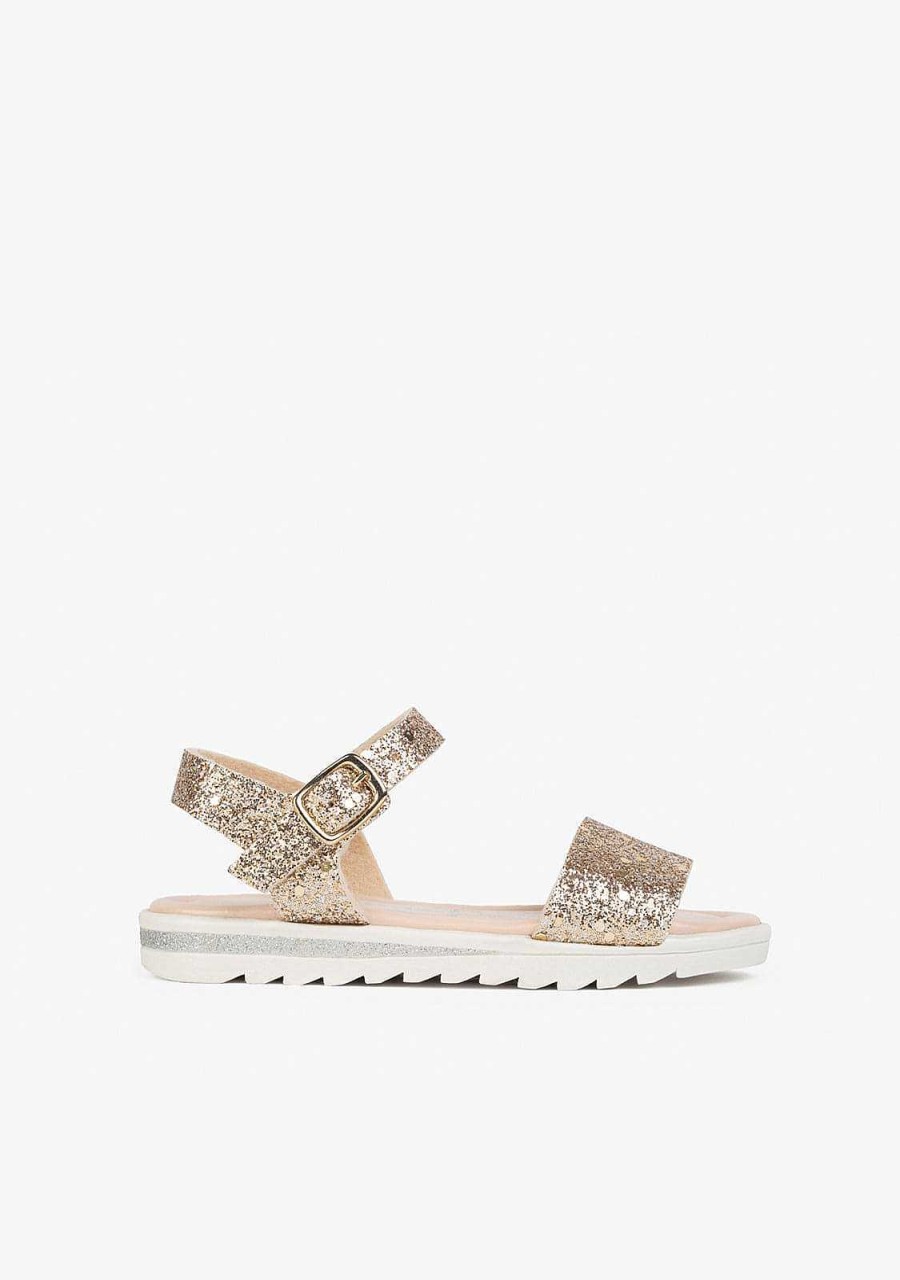 New Sandalias Platina Glitter Menina Sandalias