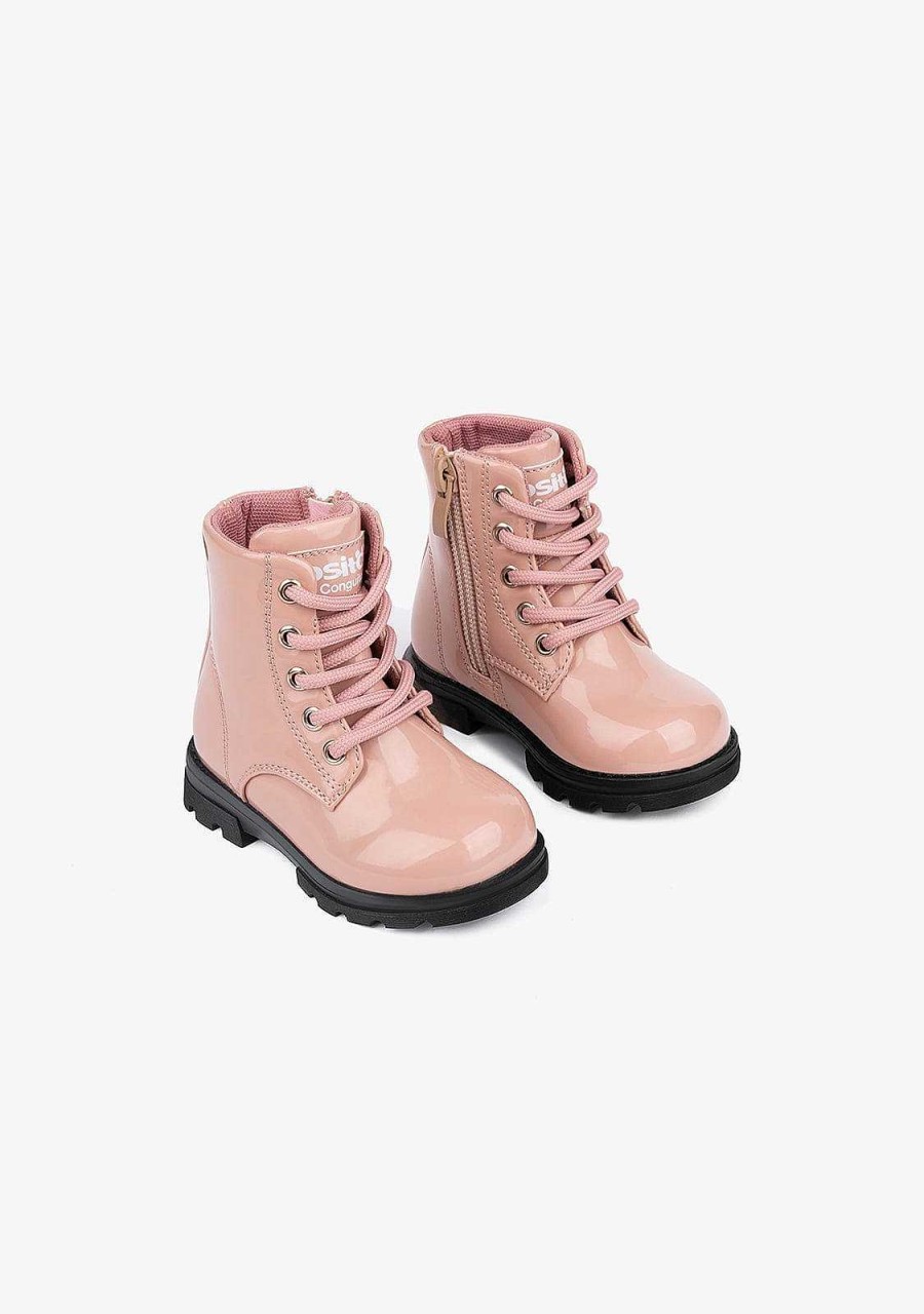 Online Botas De Combate Rosa Iridescentes Para Bebe Botas