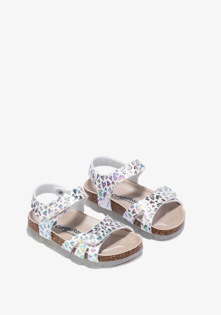 Online Sandalias Bio Hearts Brancas De Menina Sandalias