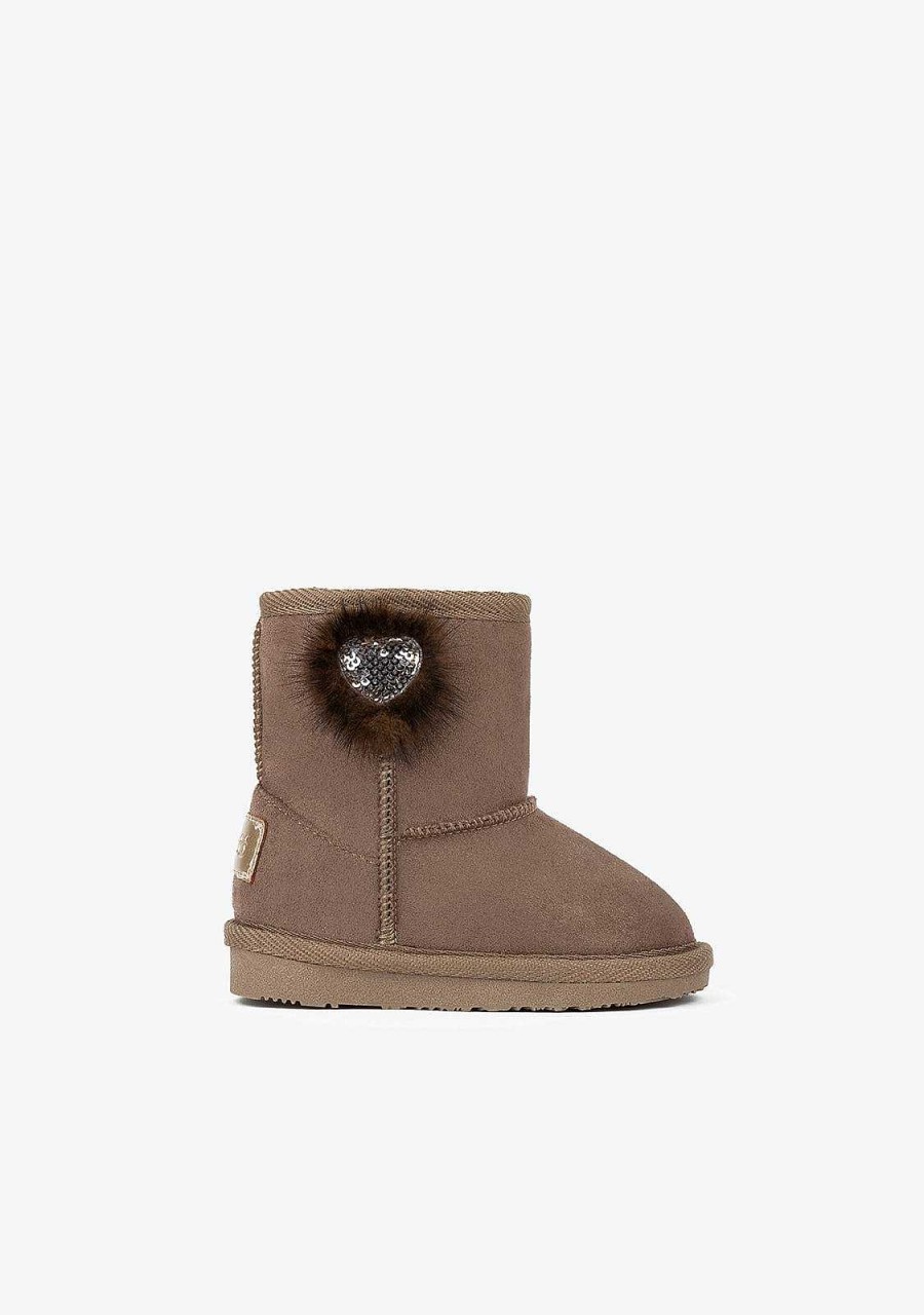 Hot Botas Australianas Para Bebe Com Lantejoulas E Coracao Taupe Botas Australianas