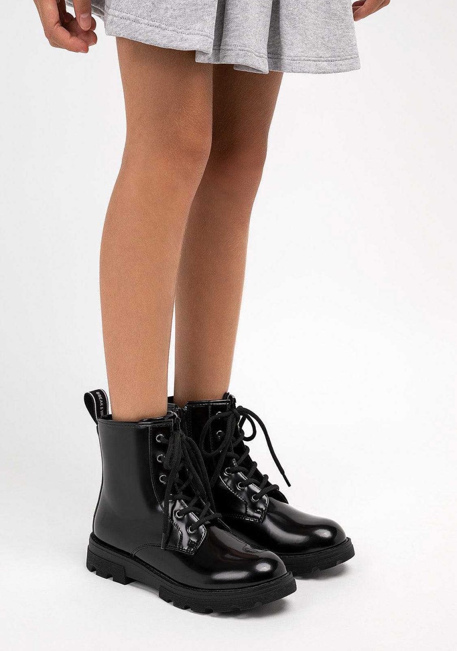 Clearance Botas Militares Pretas De Menina P&B Botas