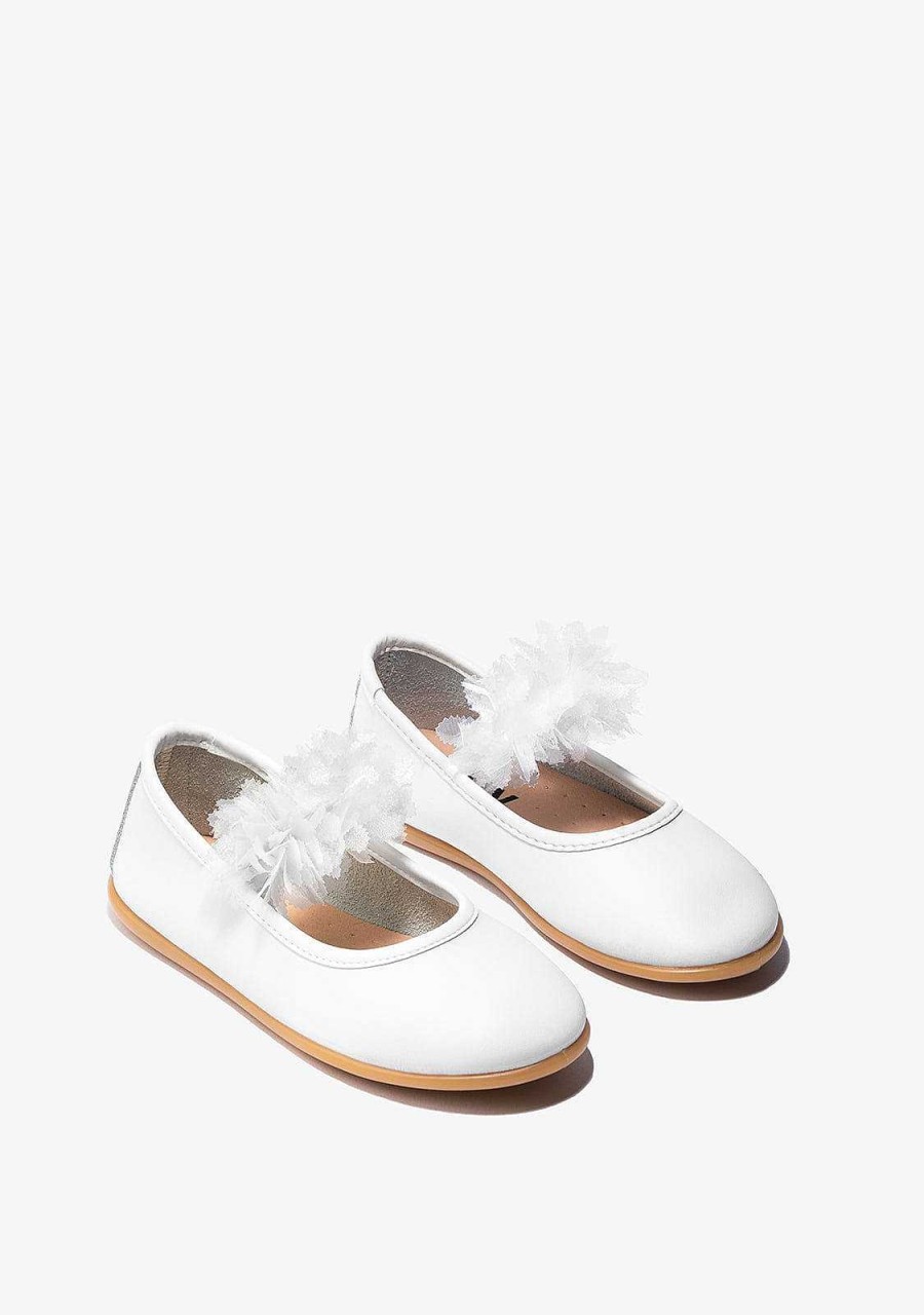 New Bailarinas De Tule Branco Menina Napa P&B Sapatos De Cerimonia