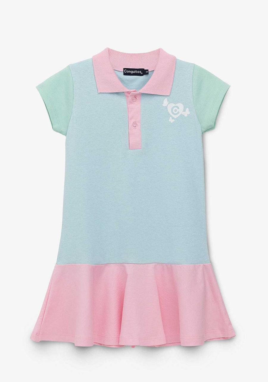 Best Vestido Polo Feminino Patchwork Multicolorido Roupas De Menina