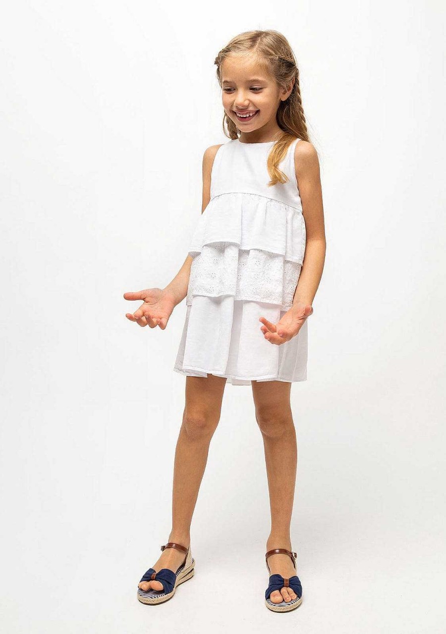 Clearance Vestido Branco De Menina Com Babados Vestidos