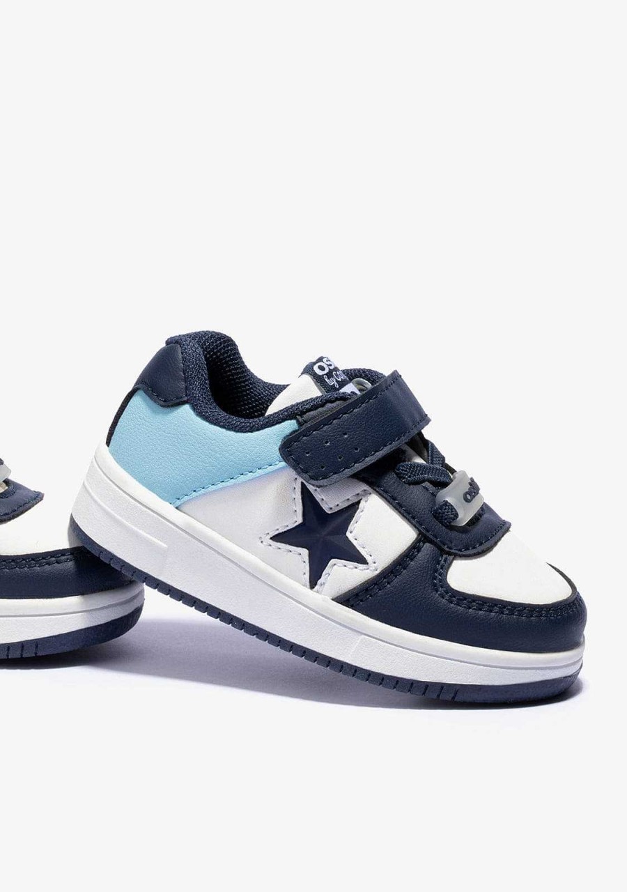 Hot Tenis Infantil Branco Azul Com Luzes Star Tenis Com Luzes