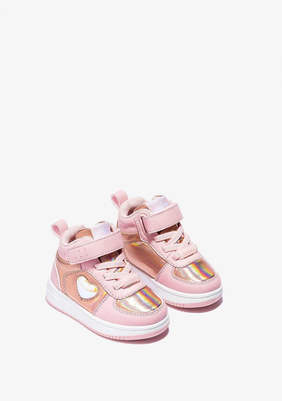 Clearance Tenis Hi-Top Rosa Com Luzes Coracao Para Bebe Tenis Com Luzes