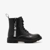 Hot Botas Femininas Pretas Com Logotipo Militar Preto E Branco Botas