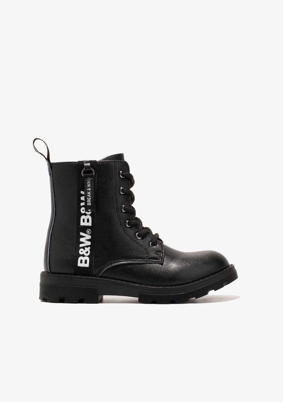 Hot Botas Femininas Pretas Com Logotipo Militar Preto E Branco Botas