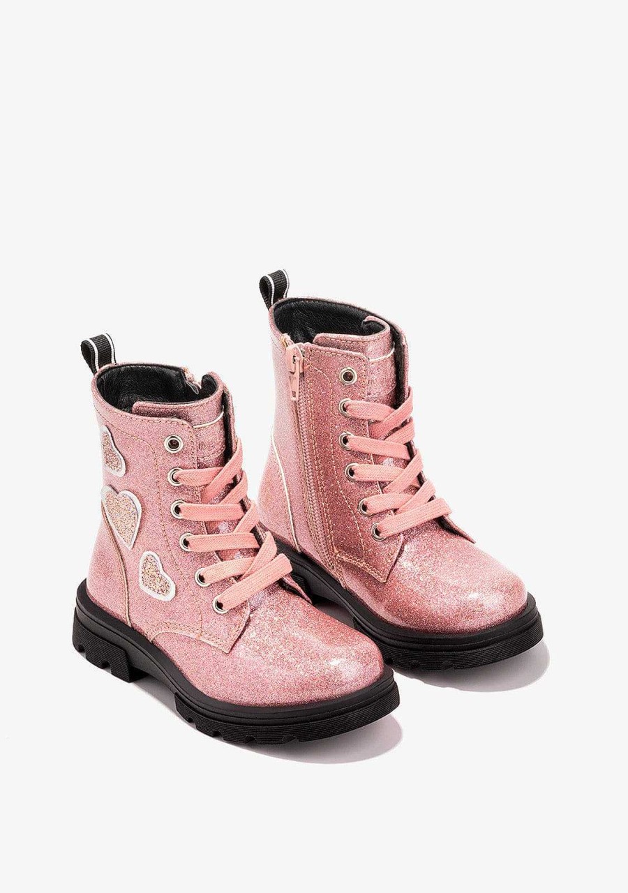 Best Botins Femininos Com Cordao De Coracoes Rosa Botas