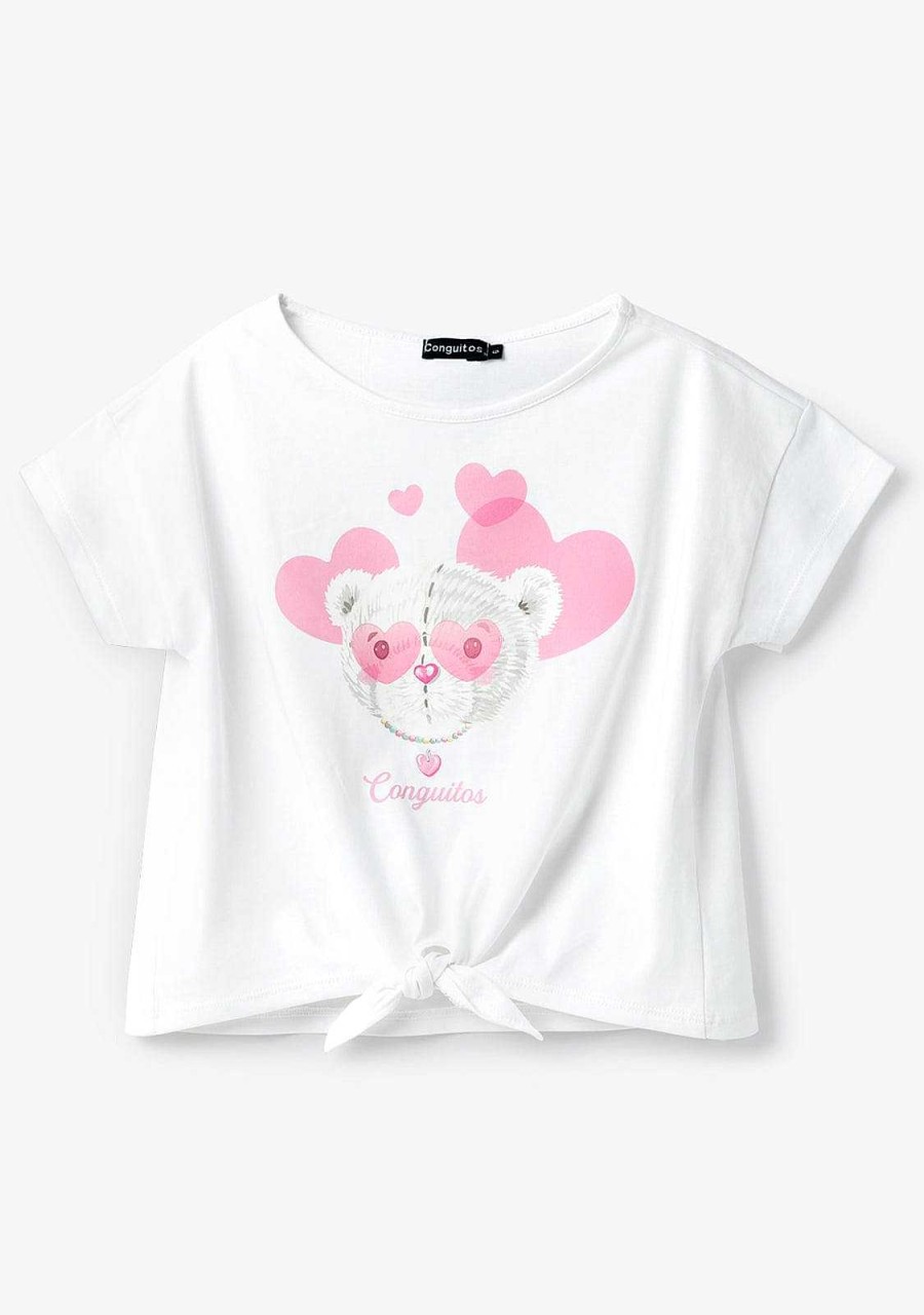 Hot Camiseta Coracoes De Urso Branco Roupas De Menina