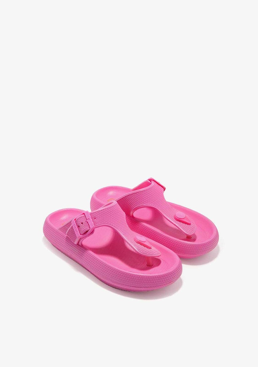 Hot Slides Com Fivela Fucsia Sapatos De Menina