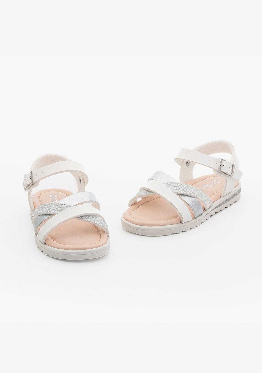 Best Sandalias De Menina Em Couro Envernizado Branco Sandalias