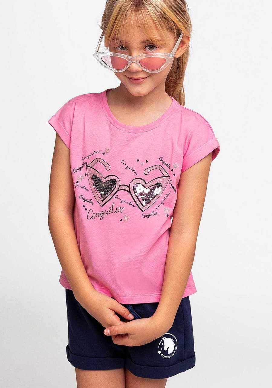 Wholesale Camiseta Feminina Oculos-Coracao Rosa Camisetas