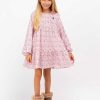 Online Vestido Feminino Rosa Estampado Flores Roupas De Menina