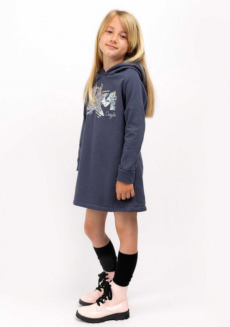 Clearance Vestido Cinzento Com Capuz De Menina Vestido Moletom