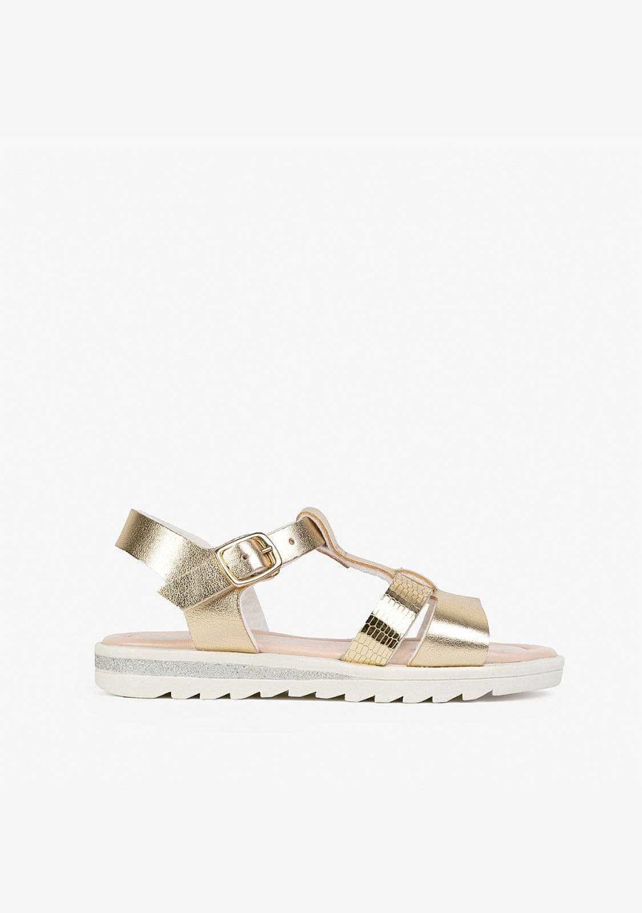 Clearance Sandalias Metalicas Platinadas De Menina Sandalias