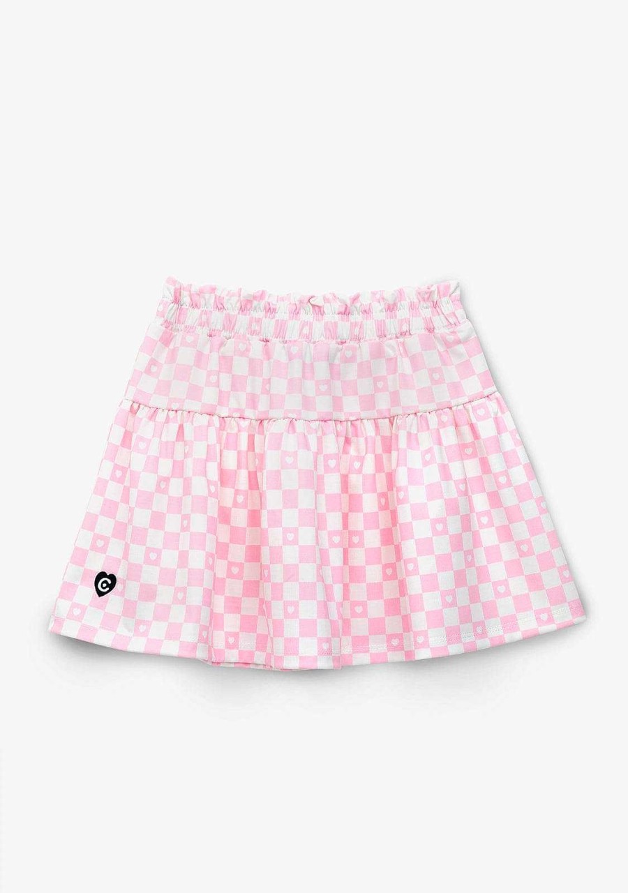 Clearance Saia Xadrez Rosa Menina Roupas De Menina