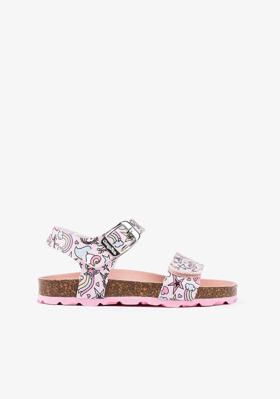 Hot Sandalias Bio Com Estampa Multi Unicornio Para Menina Sandalias