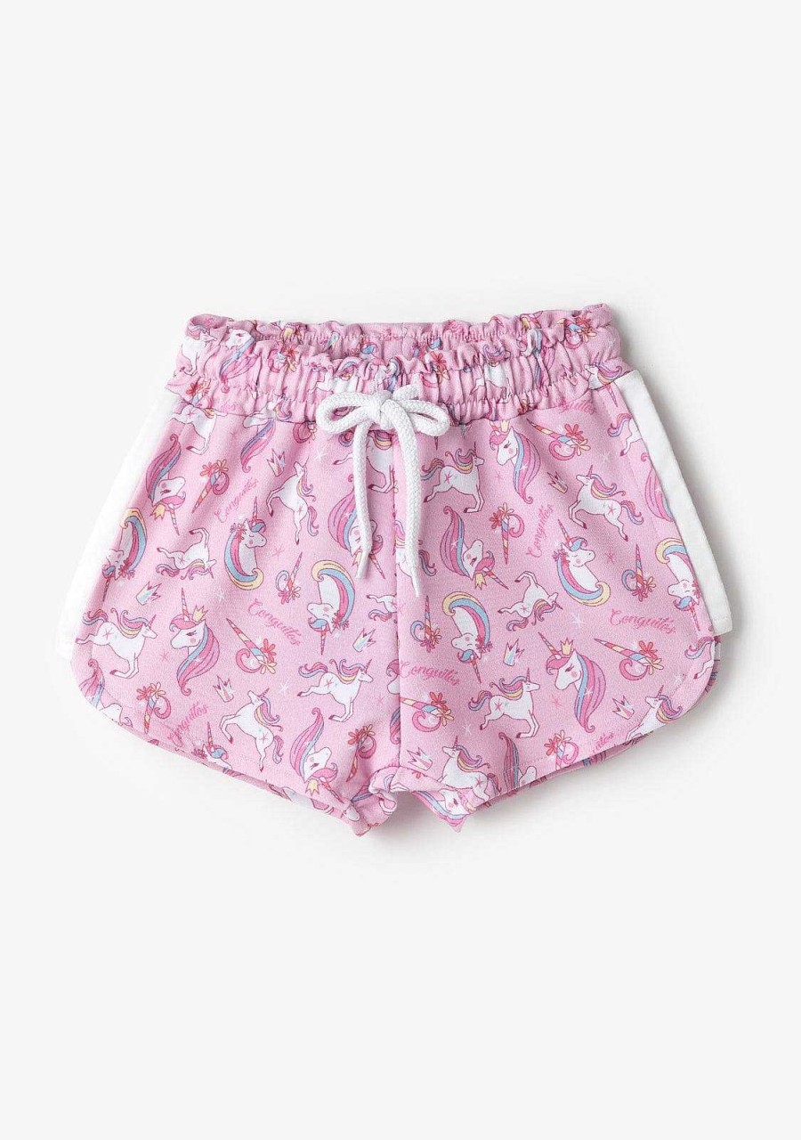 Hot Shorts Esportivos Unicornios Rosa Roupas De Menina